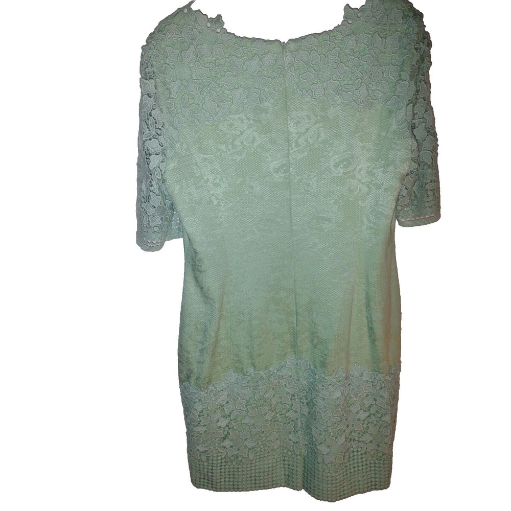 Women's Antonio Melani Dress Mint Green Floral Lace Size 14 Zipper Embroidery